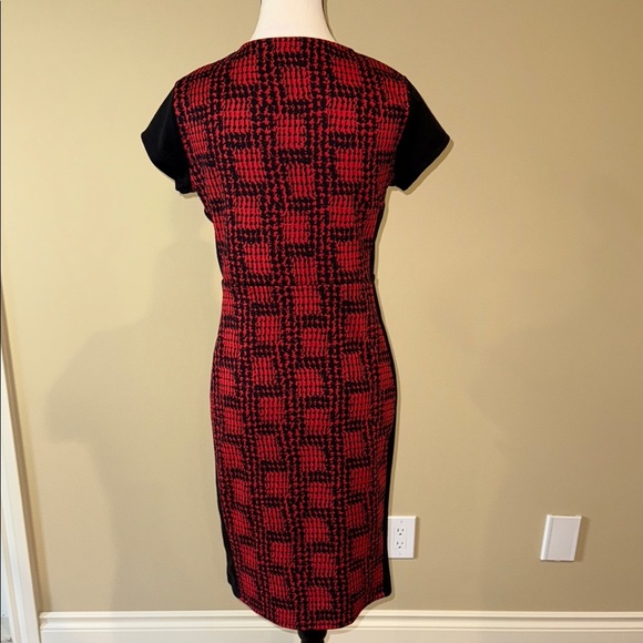 George Red and Black Patterned Midi Sheath Bodycon Dress Women’s Size M - Picture 3 of 10